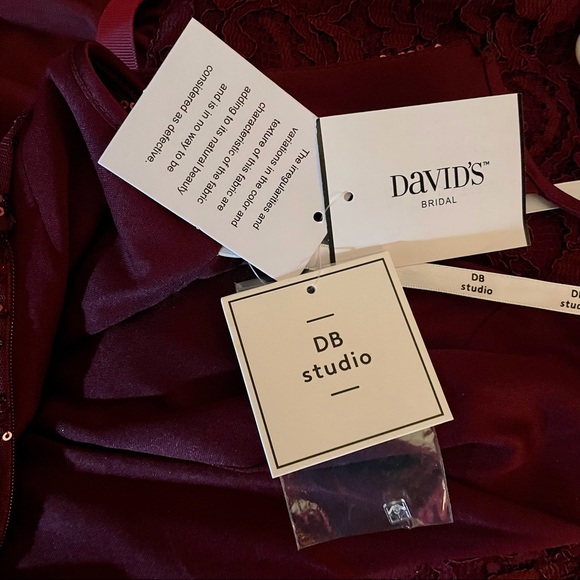 NWT David’s Bridal DB Studio High-Neck Sequin Mesh Gown with Keyhole - Picture 13 of 16